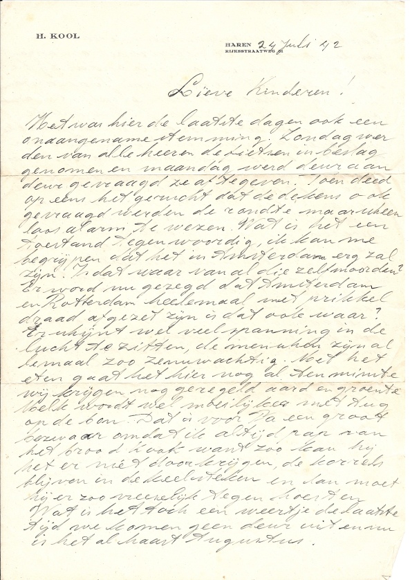 Wartime letter from Halbo C. Kool, Christina Kolle